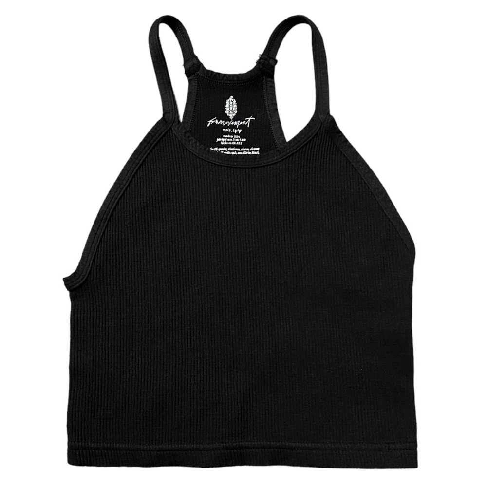 Free People Happiness Runs Tank Top Black w/ Logo on Back NWOT